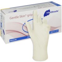 Meditrade Gentle Skin® Grip Latex Untersuchungshandschuhe – Größe M – 1 Packung = 100 Stück
