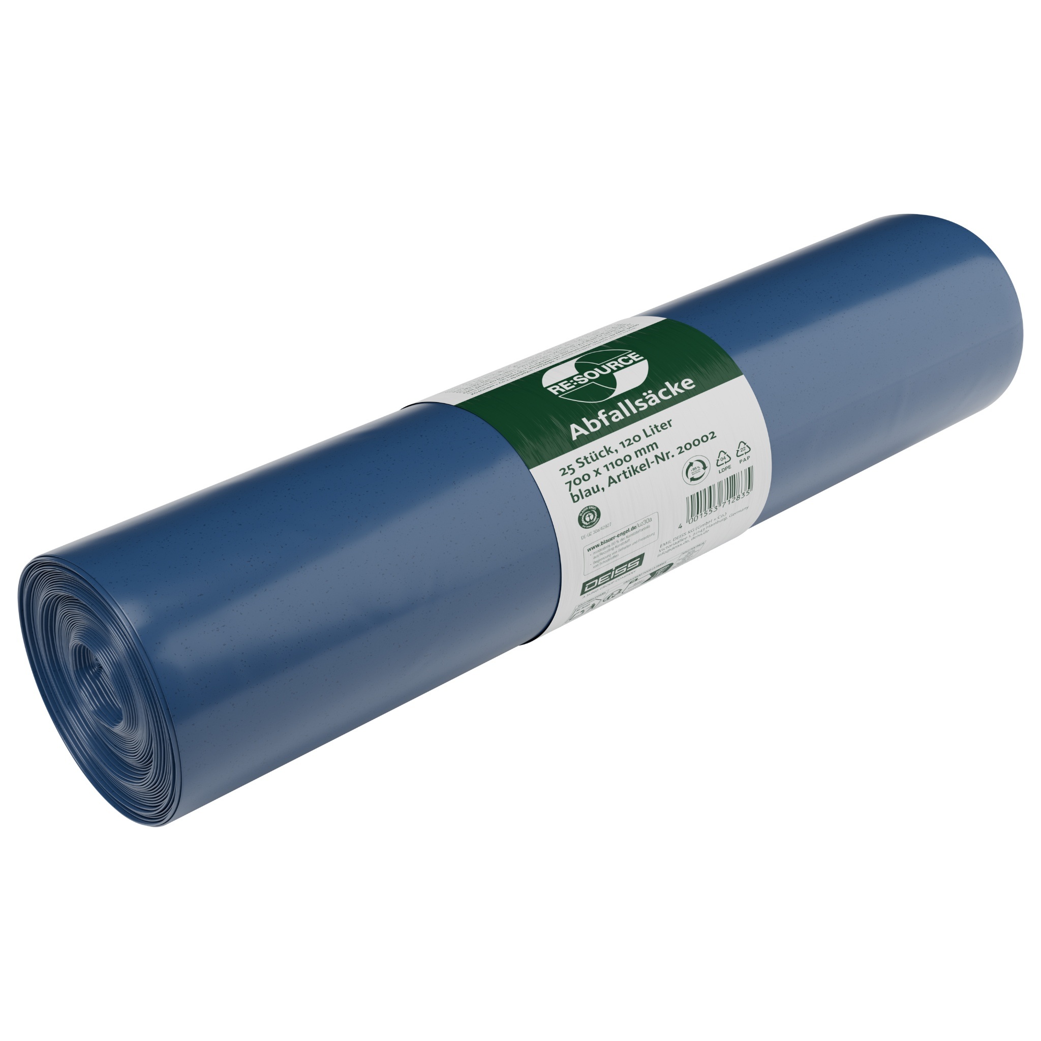 RE:Source LDPE Abfallsäcke 120 Liter, blau