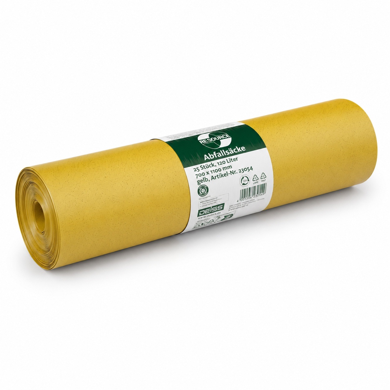 RE:SOURCE Müllsäcke 120 Liter, gelb aus LDPEMaße: 700x1100mm, extra stark