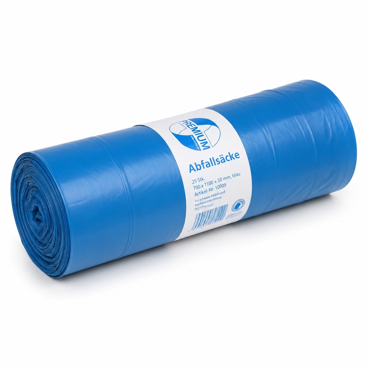 PREMIUM Abfallsäcke, 120 l, Typ 60, blau, mit Zugband 700 x 1000 + 50 mm, LDPE aus Recycling