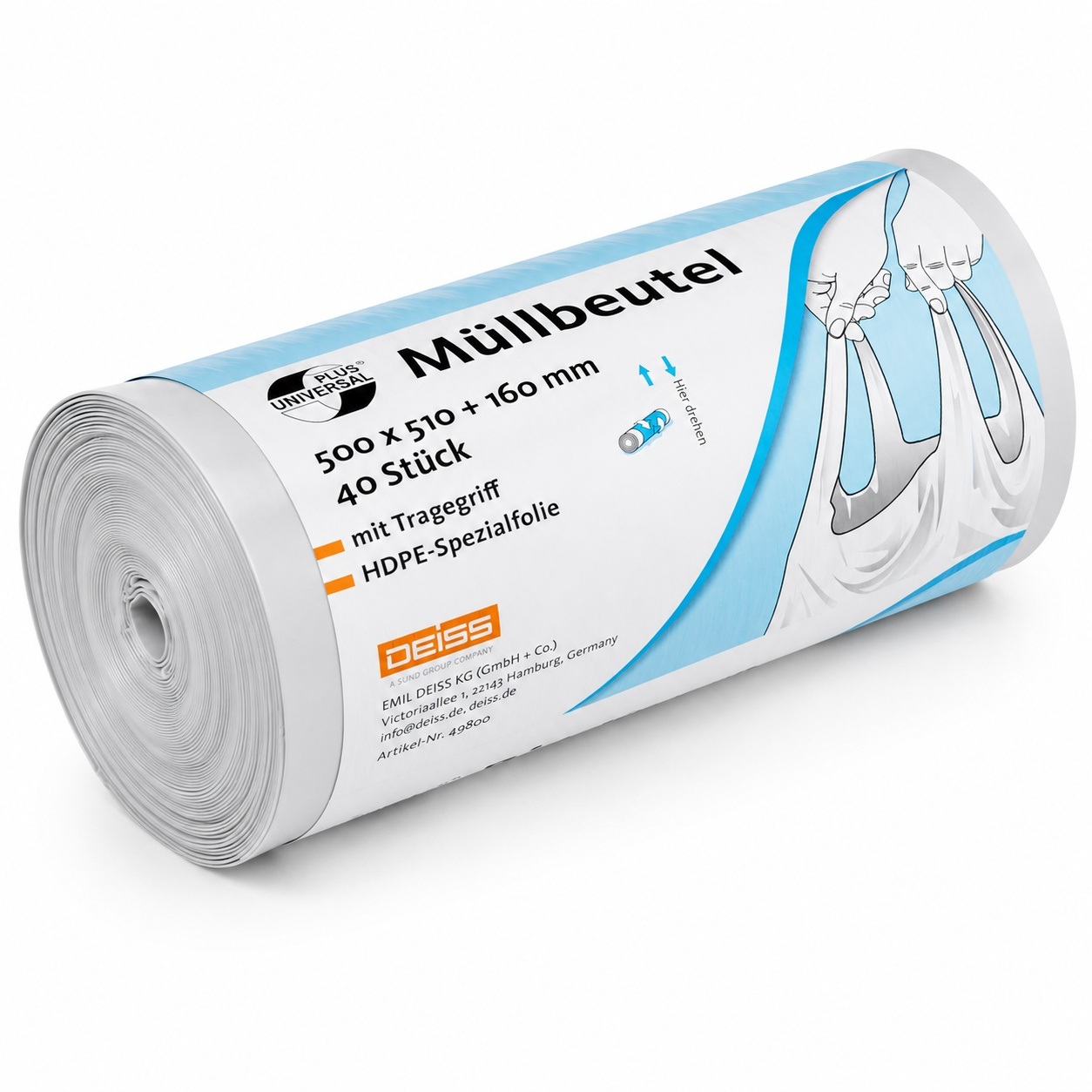 UNIVERSAL PLUS Müllbeutel, 30 Liter mit Tragegriff,
